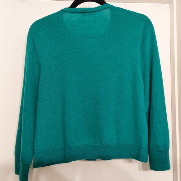 $,1590 OSCAR DE LA RENTA EMERALD GREEN WOOL RUNWAY KNIT CARDIGAN US L - Picture 2 of 4